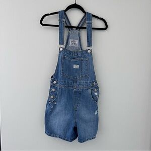 Levi's Distressed Denim Shortalls Overall Shorts XS